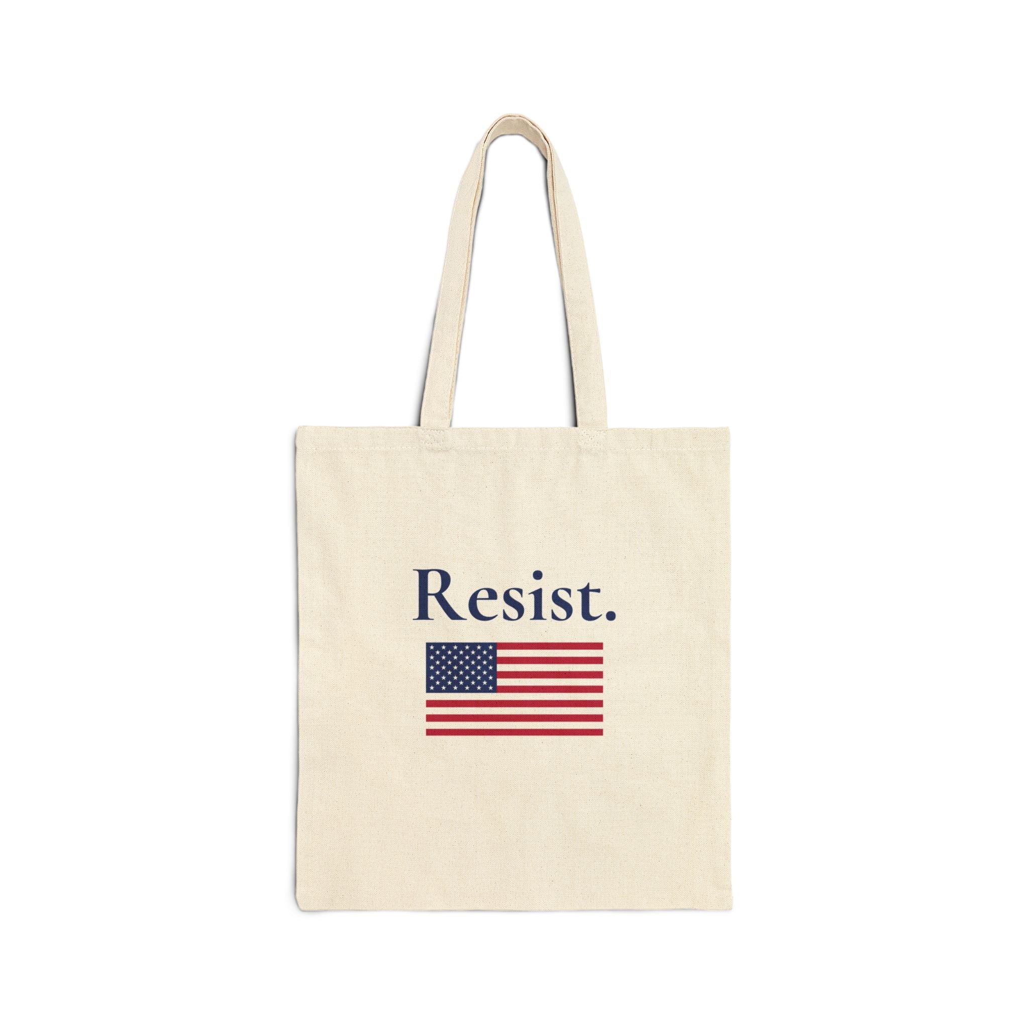 Resist - Cotton Canvas Tote Bag with American Flag - Eco-Friendly Shopping Bag