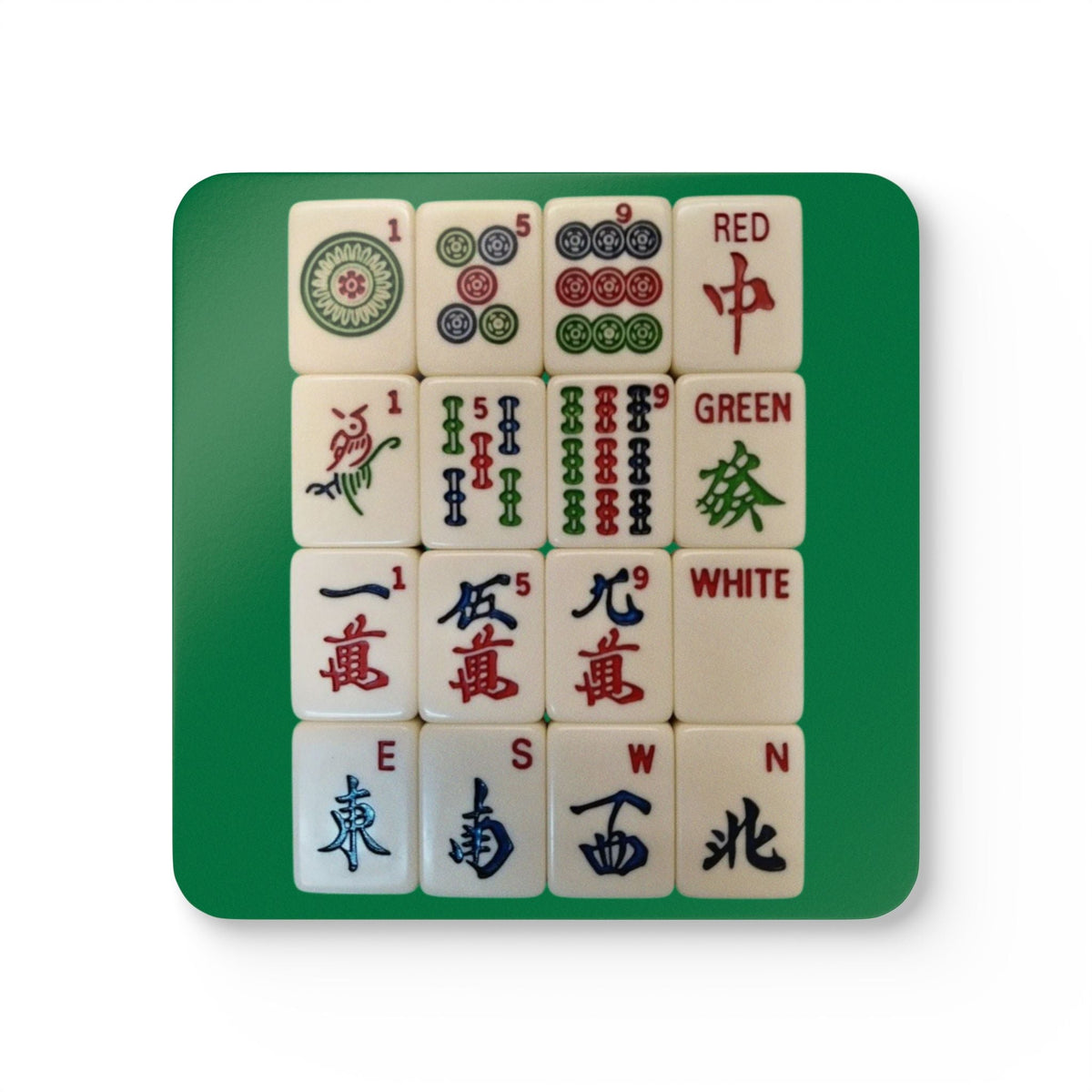 Mah Jongg Tile Grid Corkwood Coaster Set | Game Room Drink Coasters