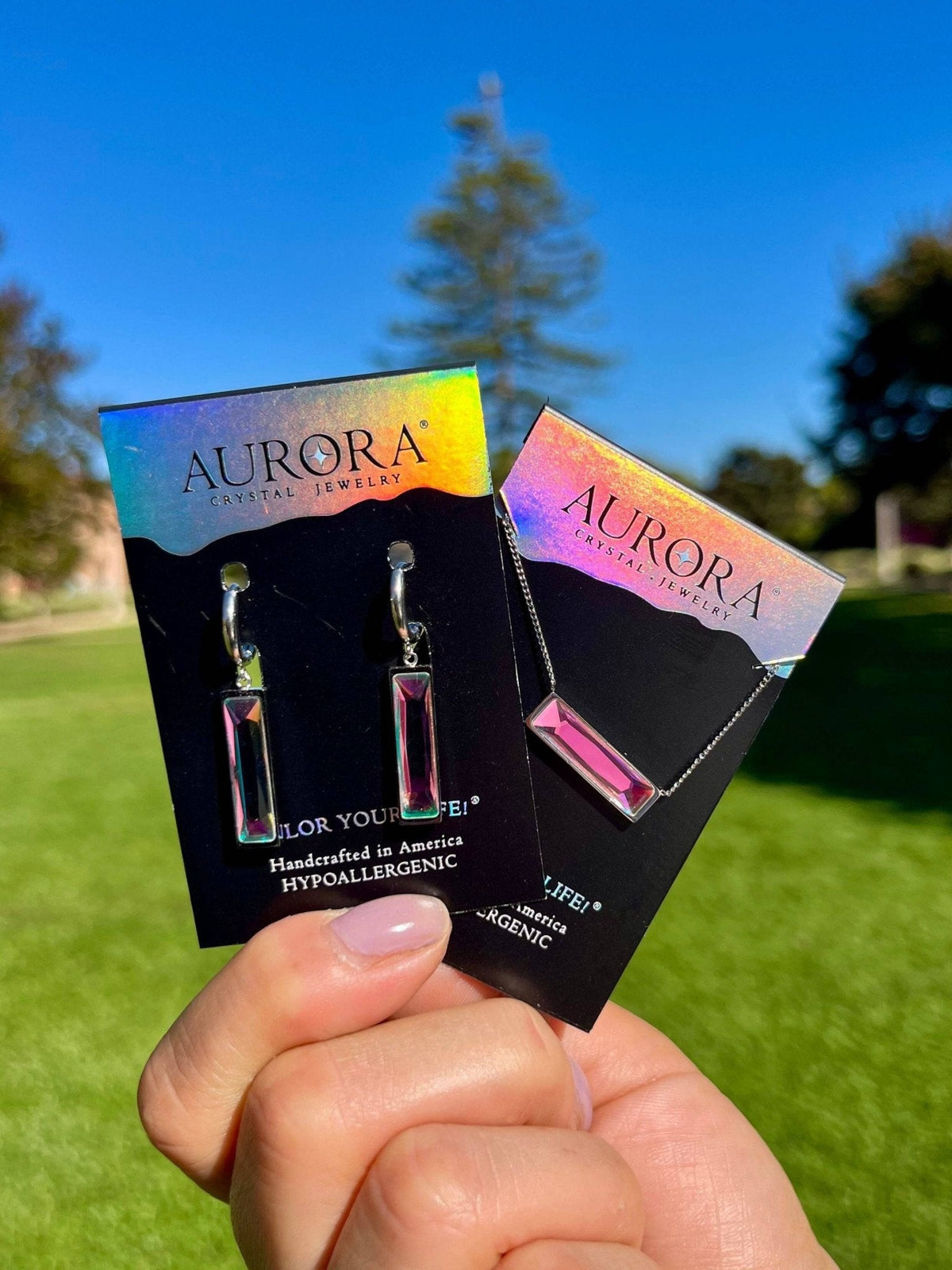Aurora Crystal Bar Necklace