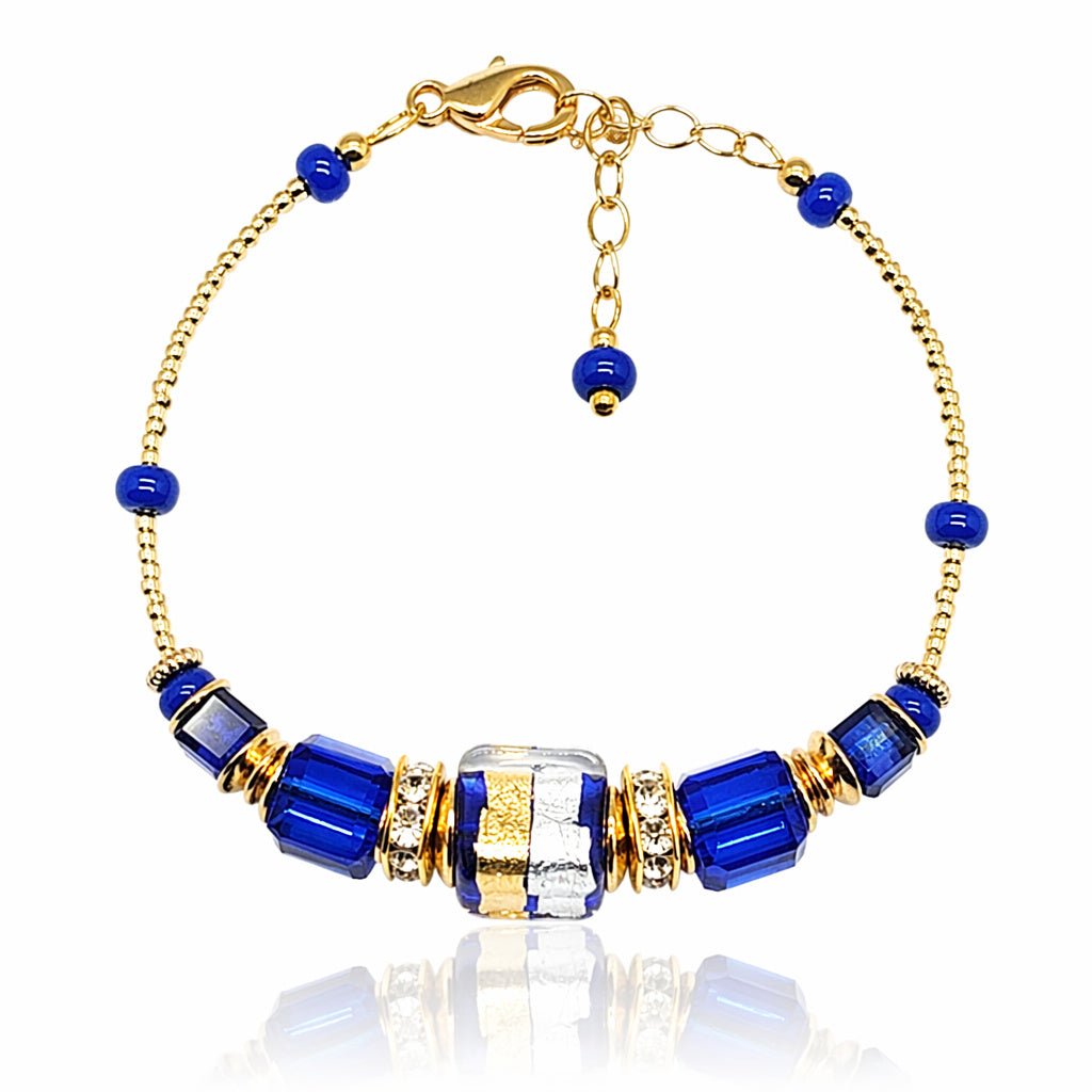 Murano Cobalt Cubes Bracelet