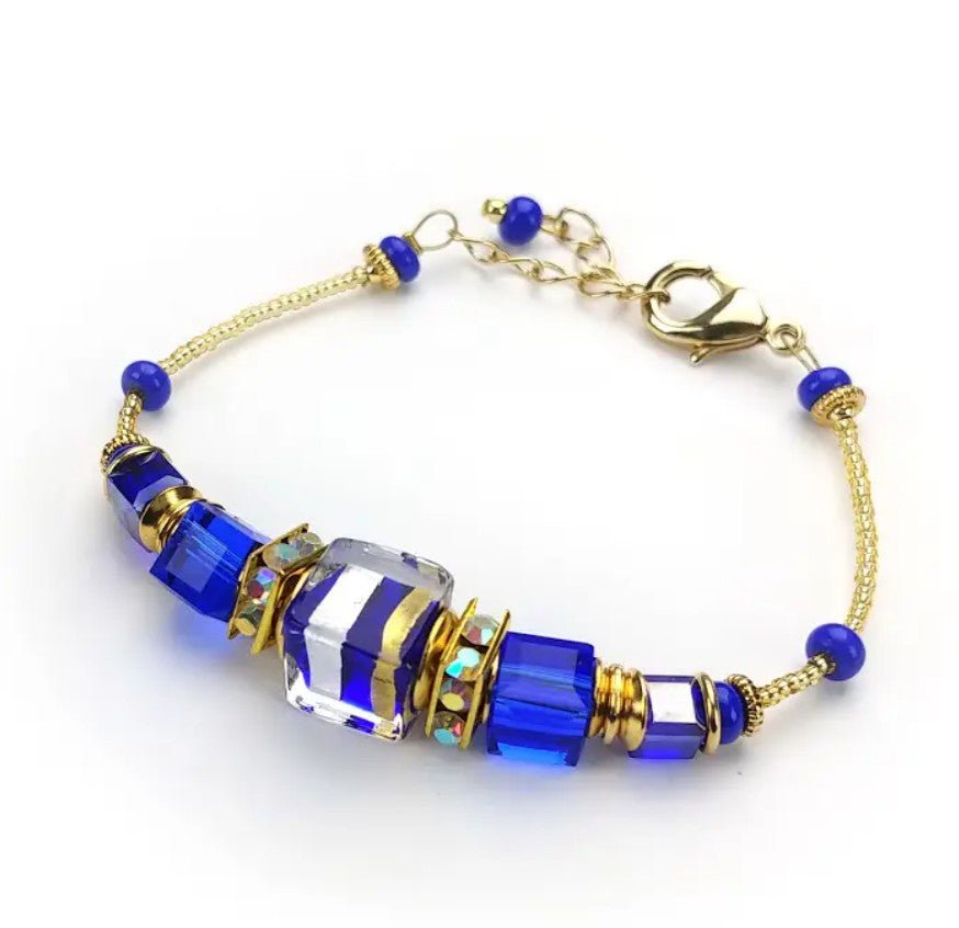 Murano Cobalt Cubes Bracelet