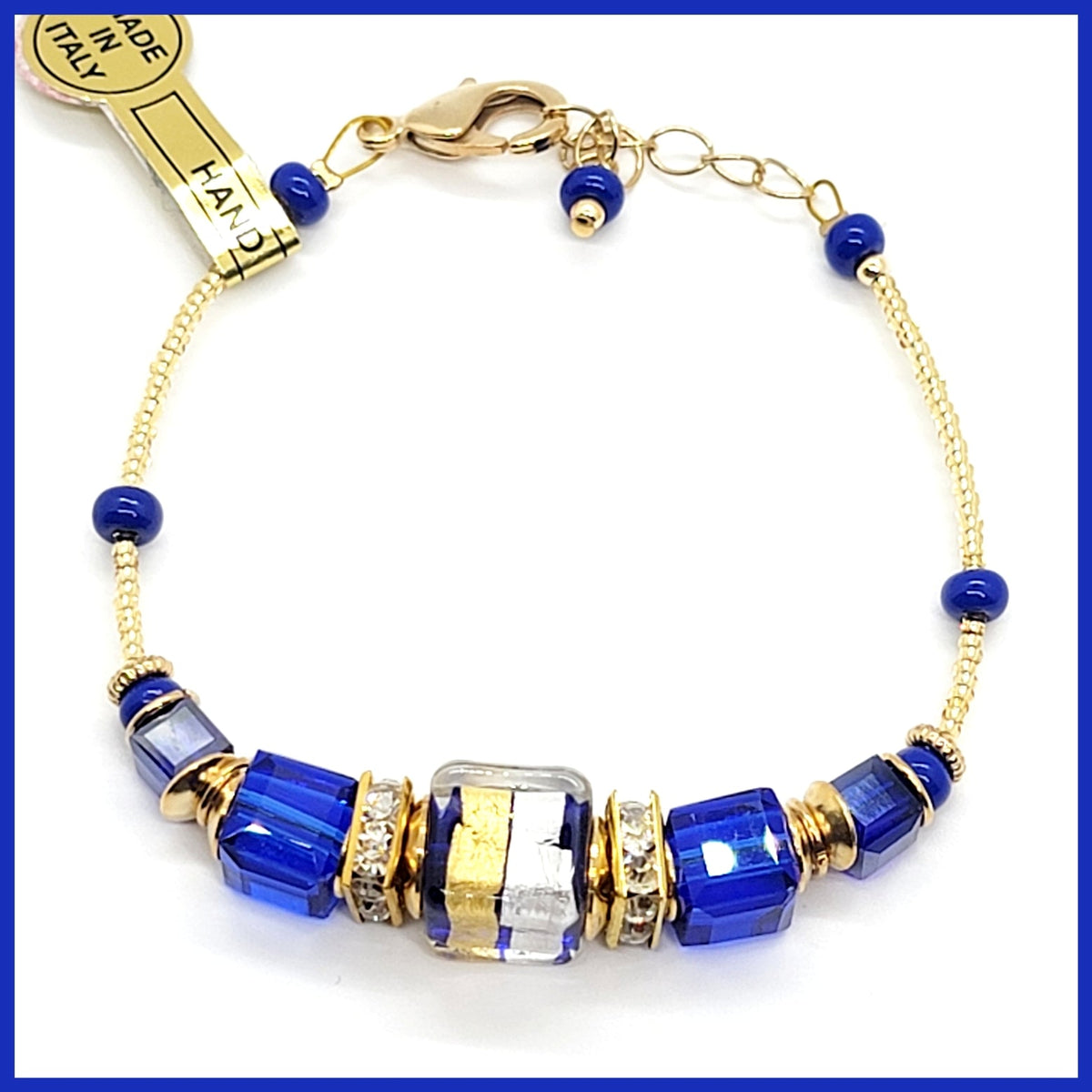 Murano Cobalt Cubes Bracelet