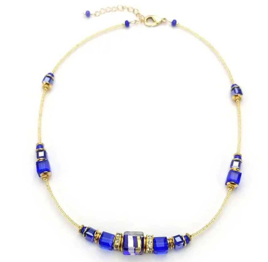Murano Cobalt Cubes Necklace