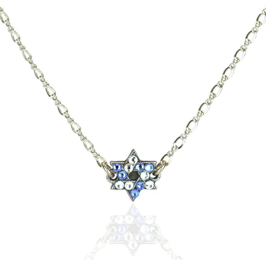 Blue and White Star of David Necklace