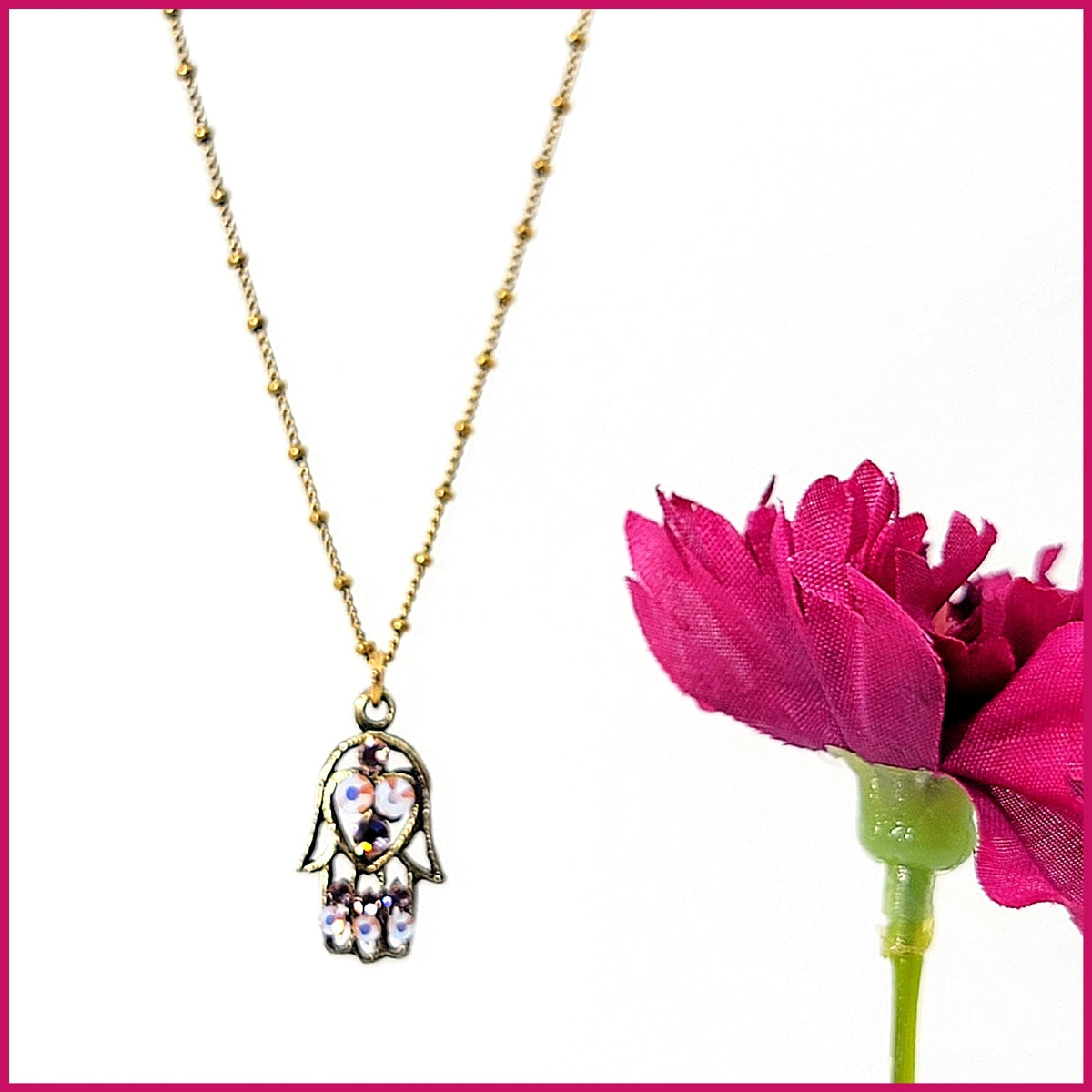Crystal Hamsa Necklace