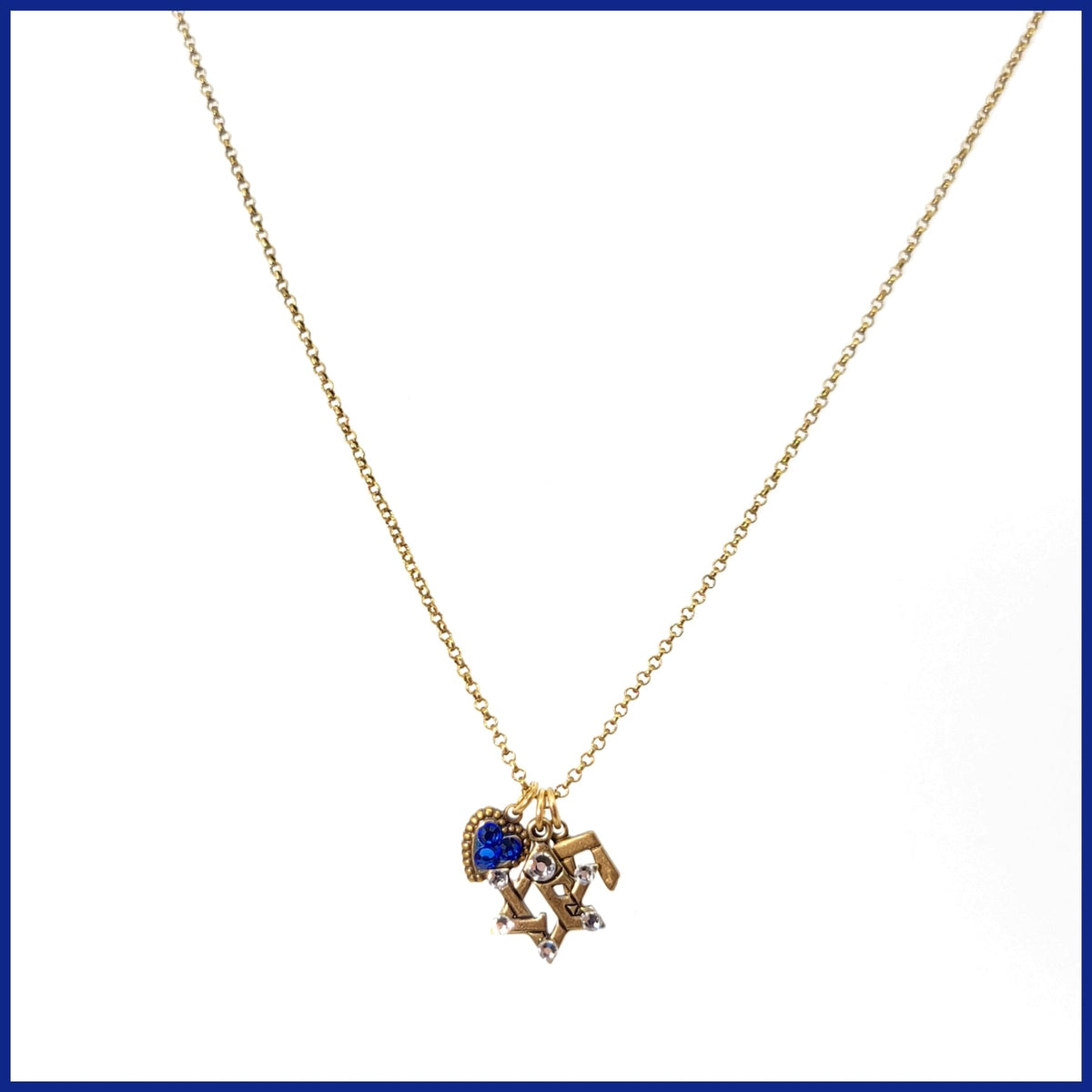 Jewish Star Crystal Jumble Necklace