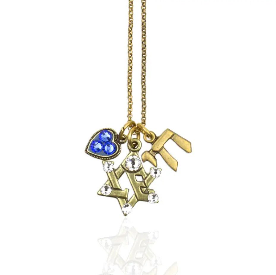 Jewish Star Crystal Jumble Necklace