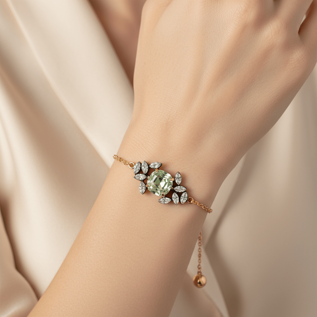 Green Amethyst and Zirconia Bracelet