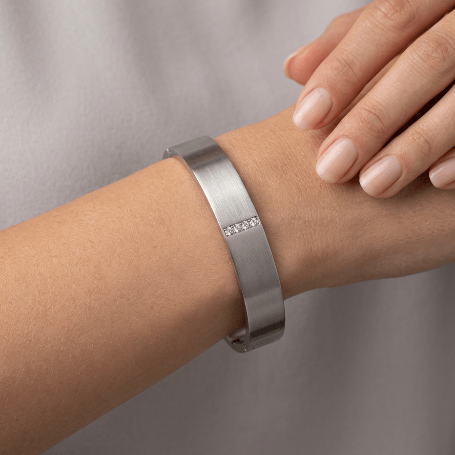 B. Tiff 4-Stone Pavé Bangle Bracelet