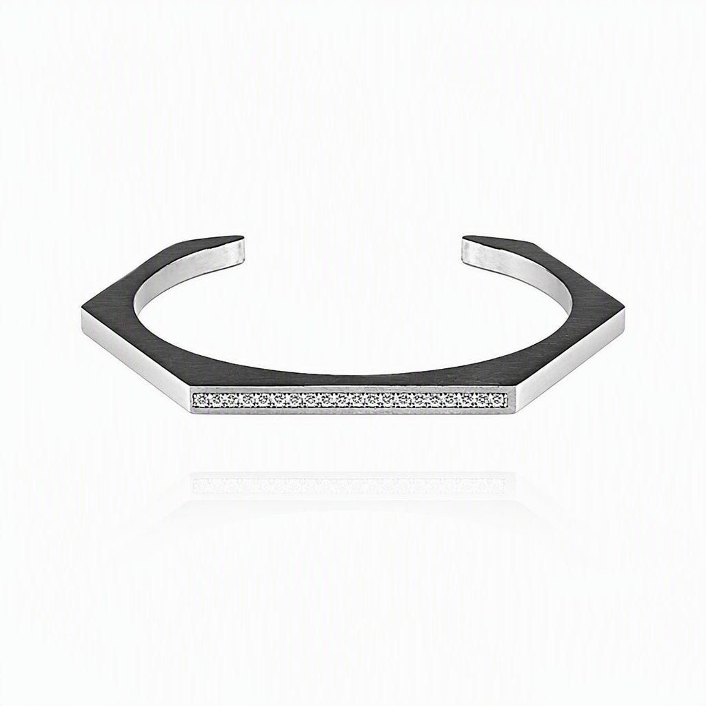 B. Tiff Edge Pavé Hexagon Bangle Bracelet