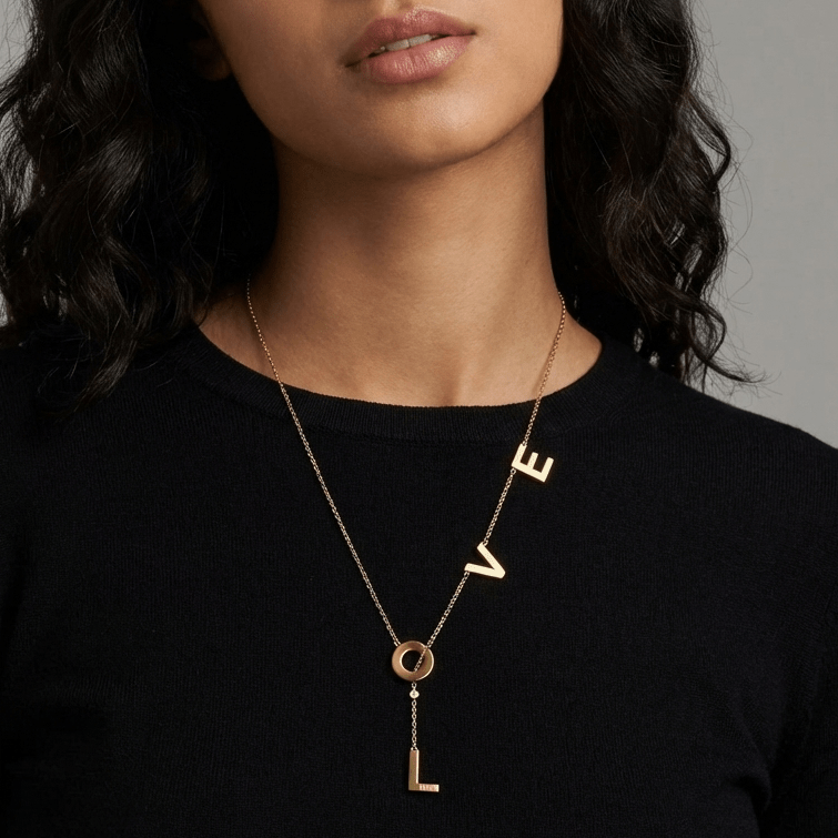 Adjustable "Love" Lariat Necklace