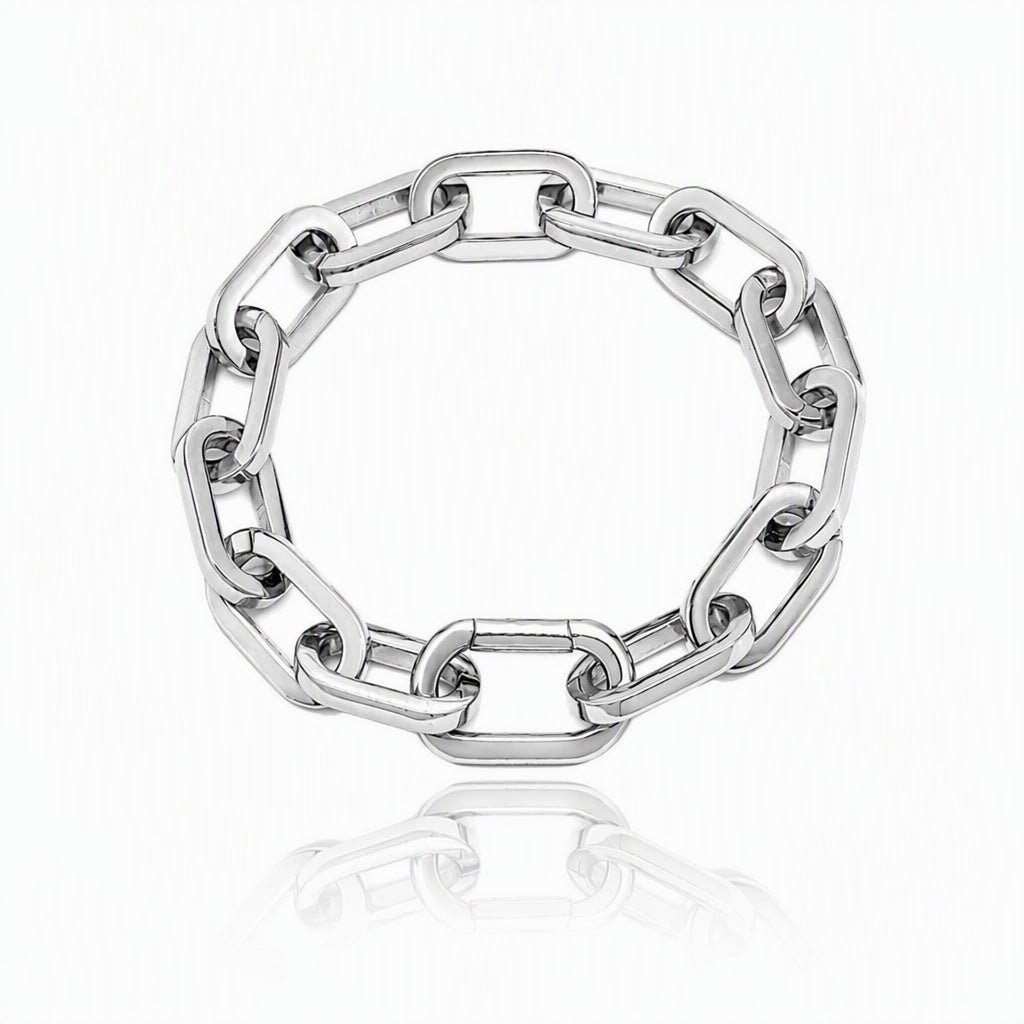 B. Tiff High Polish Paperclip Stainless Steel Bracelet