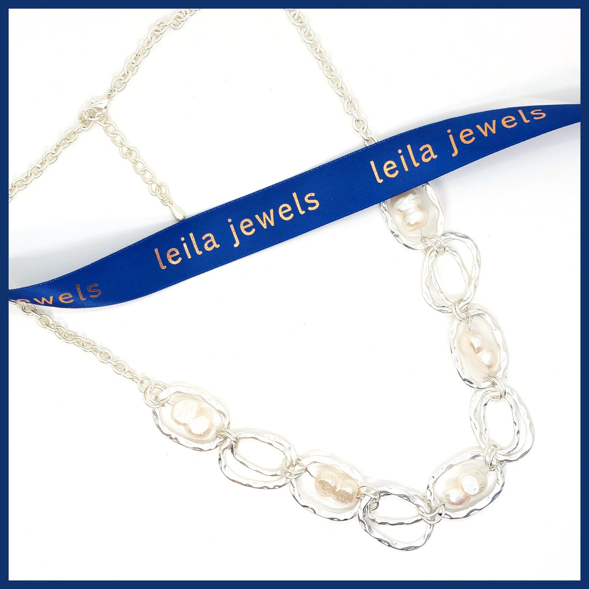 White Baroque Pearl Station Necklace