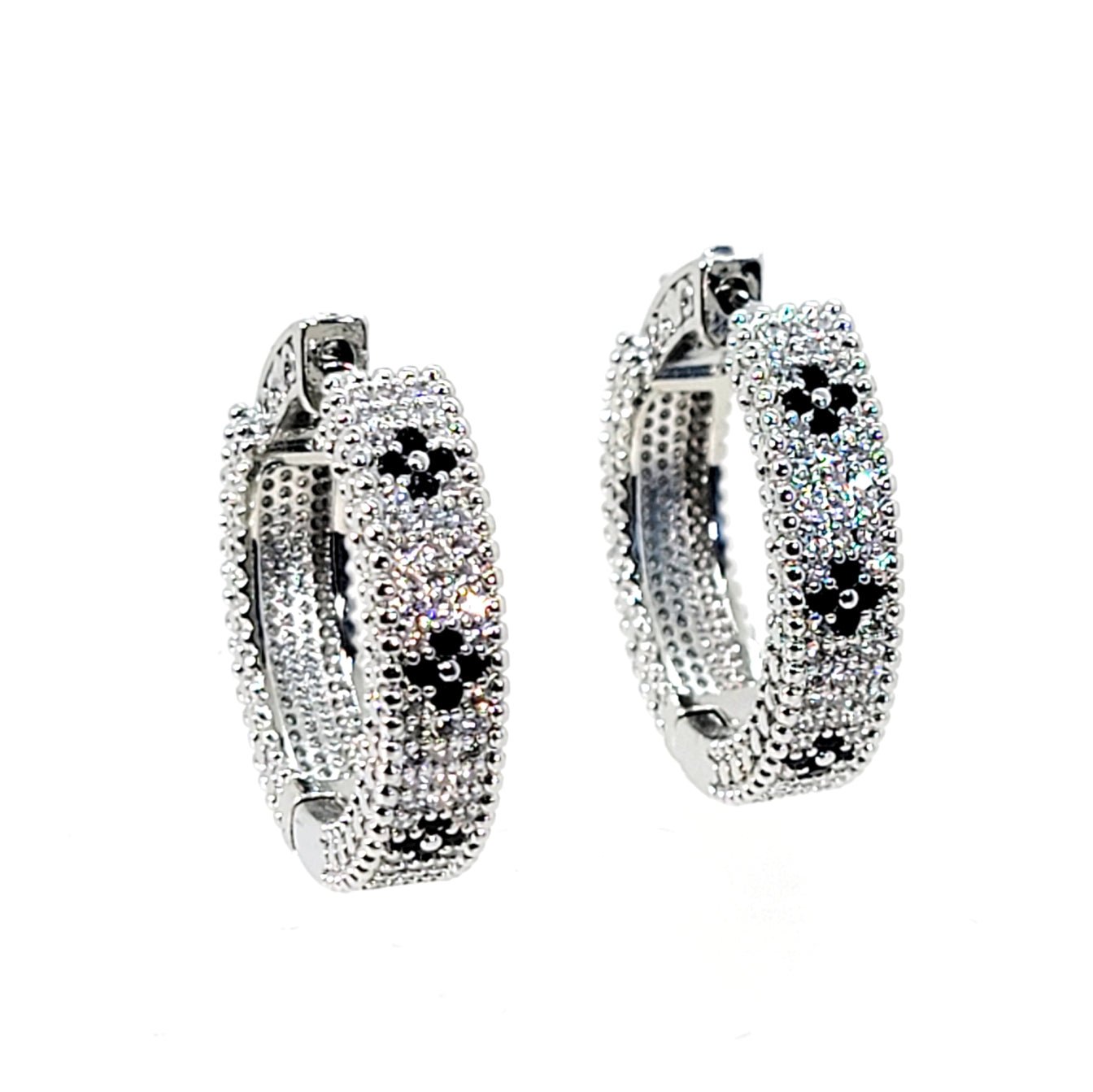 Black Diamond Venetian Hoop Earrings