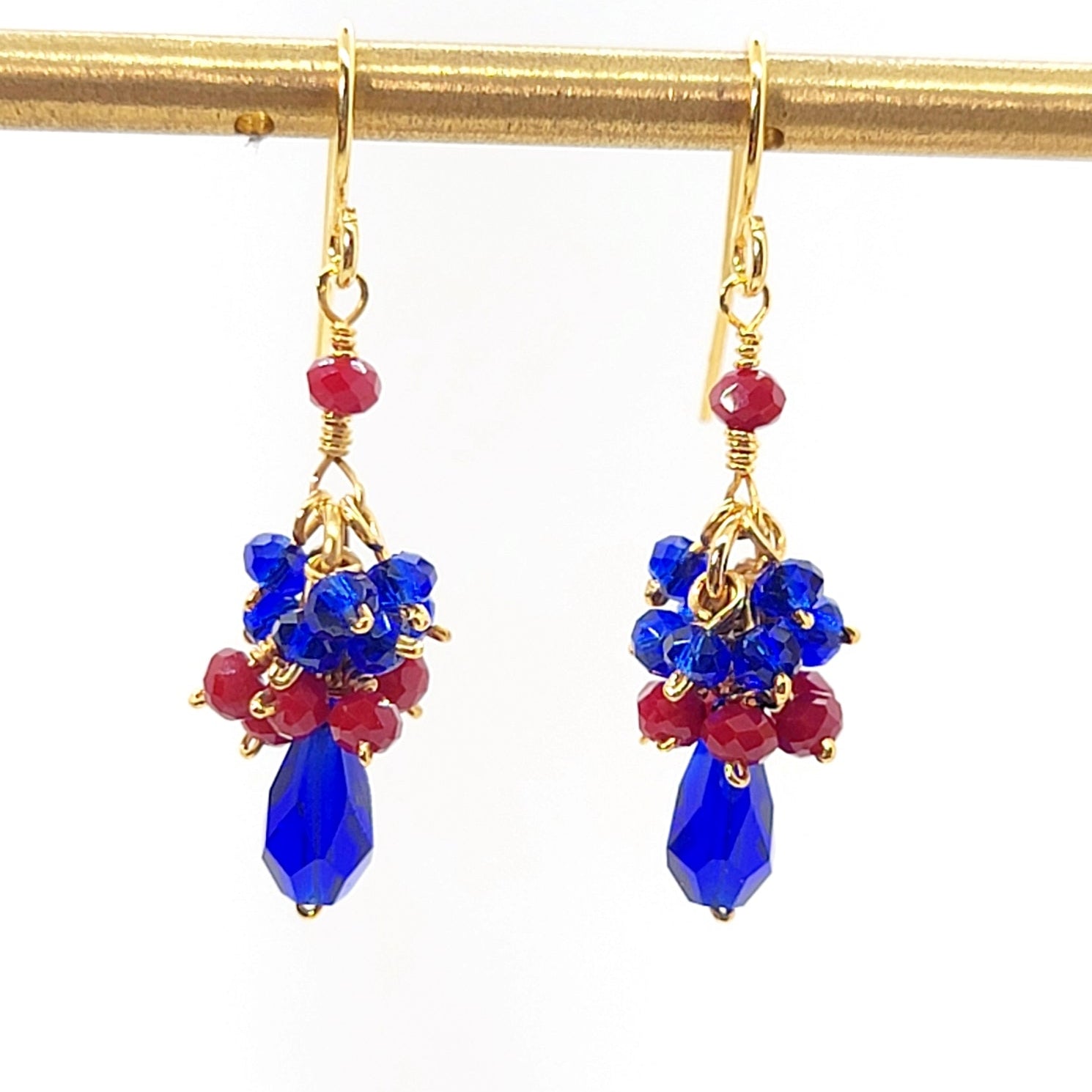 Multi-color Crystal Cluster Earrings - Blue
