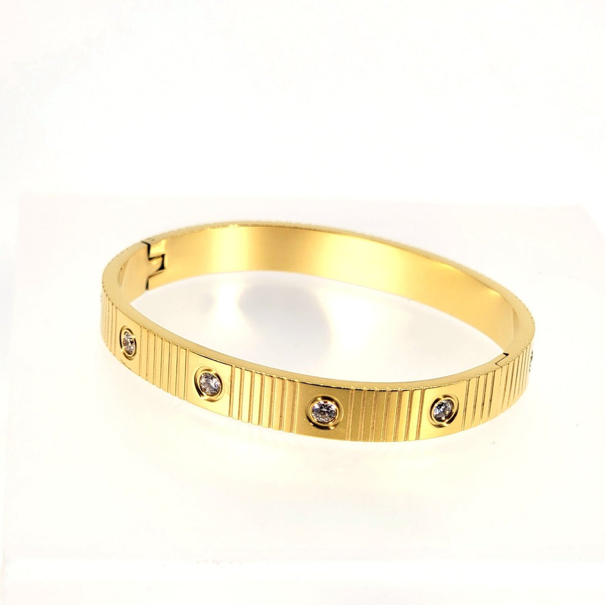 Crystal-Studded Hinged Bangle Bracelet