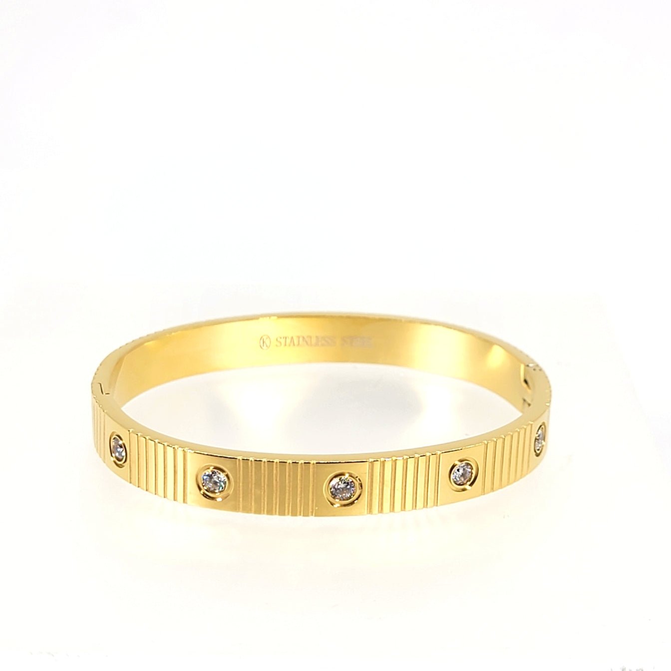 Crystal-Studded Hinged Bangle Bracelet