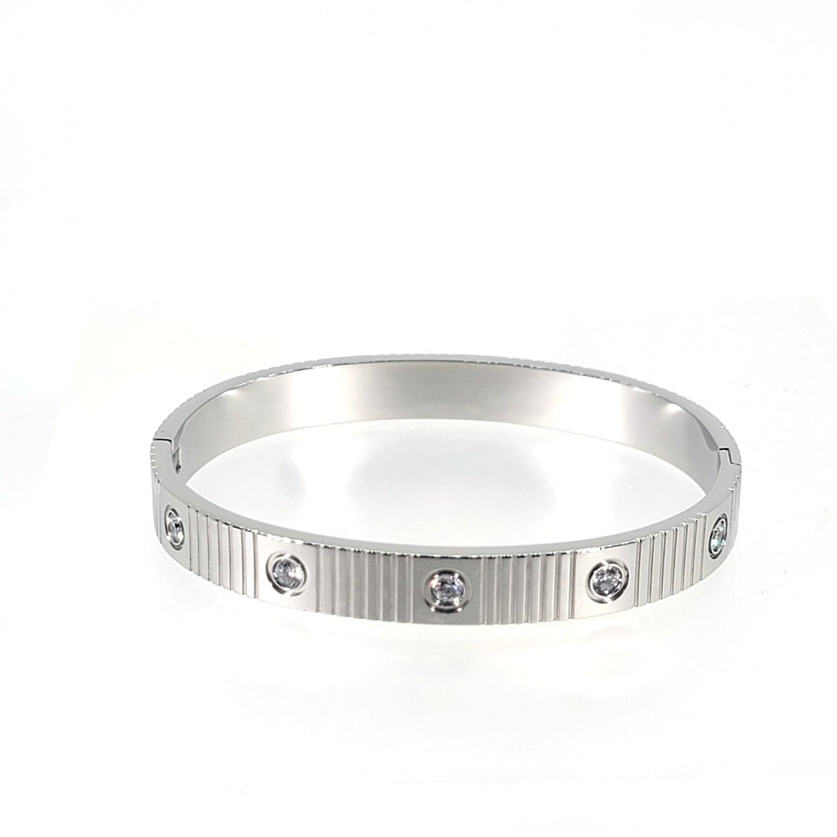 Crystal-Studded Hinged Bangle Bracelet