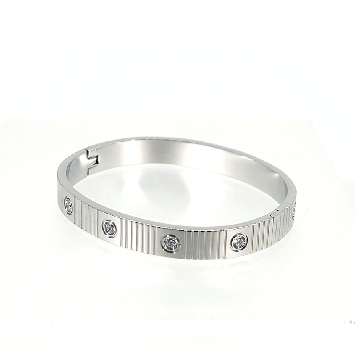Crystal-Studded Hinged Bangle Bracelet