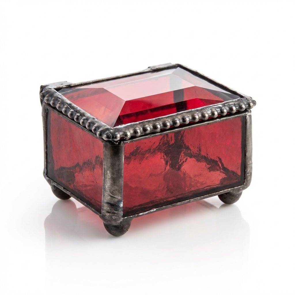 Small Ruby Glass Ring Box