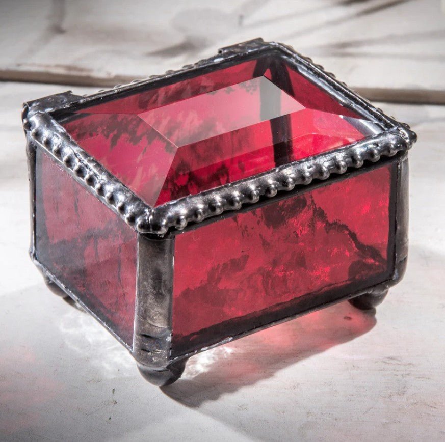 Small Ruby Glass Ring Box