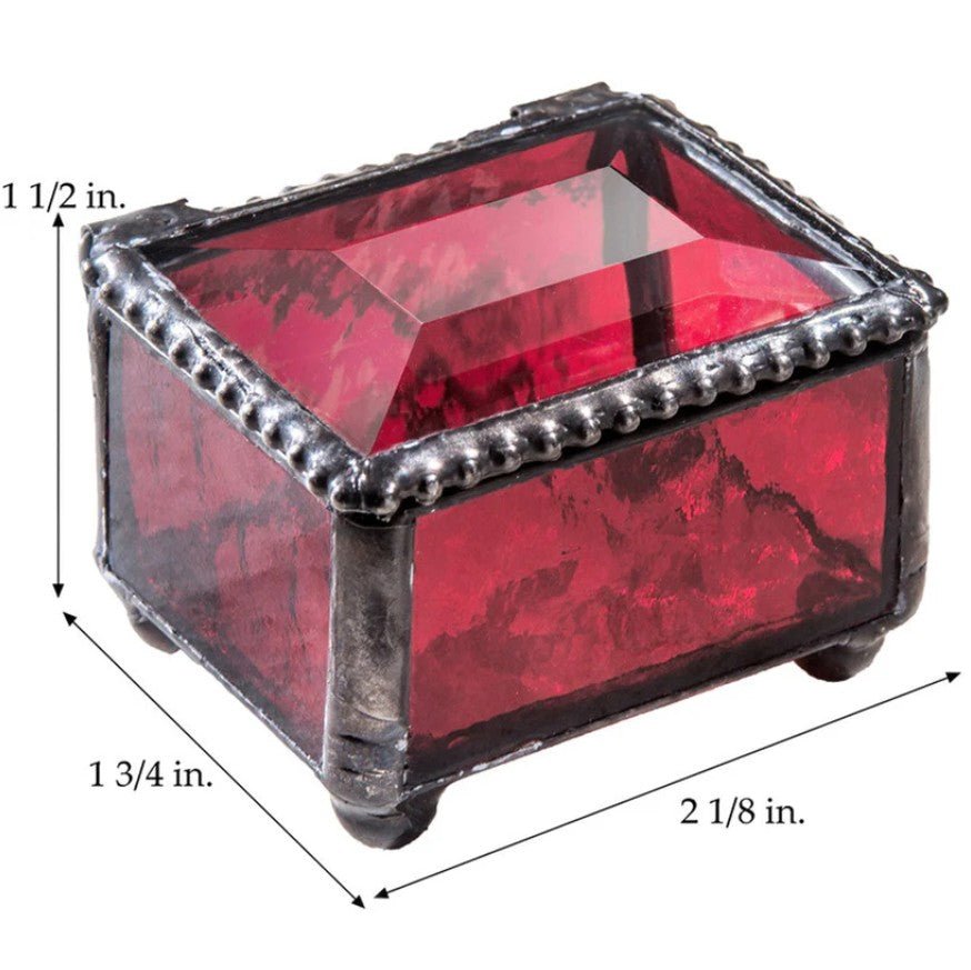 Small Ruby Glass Ring Box