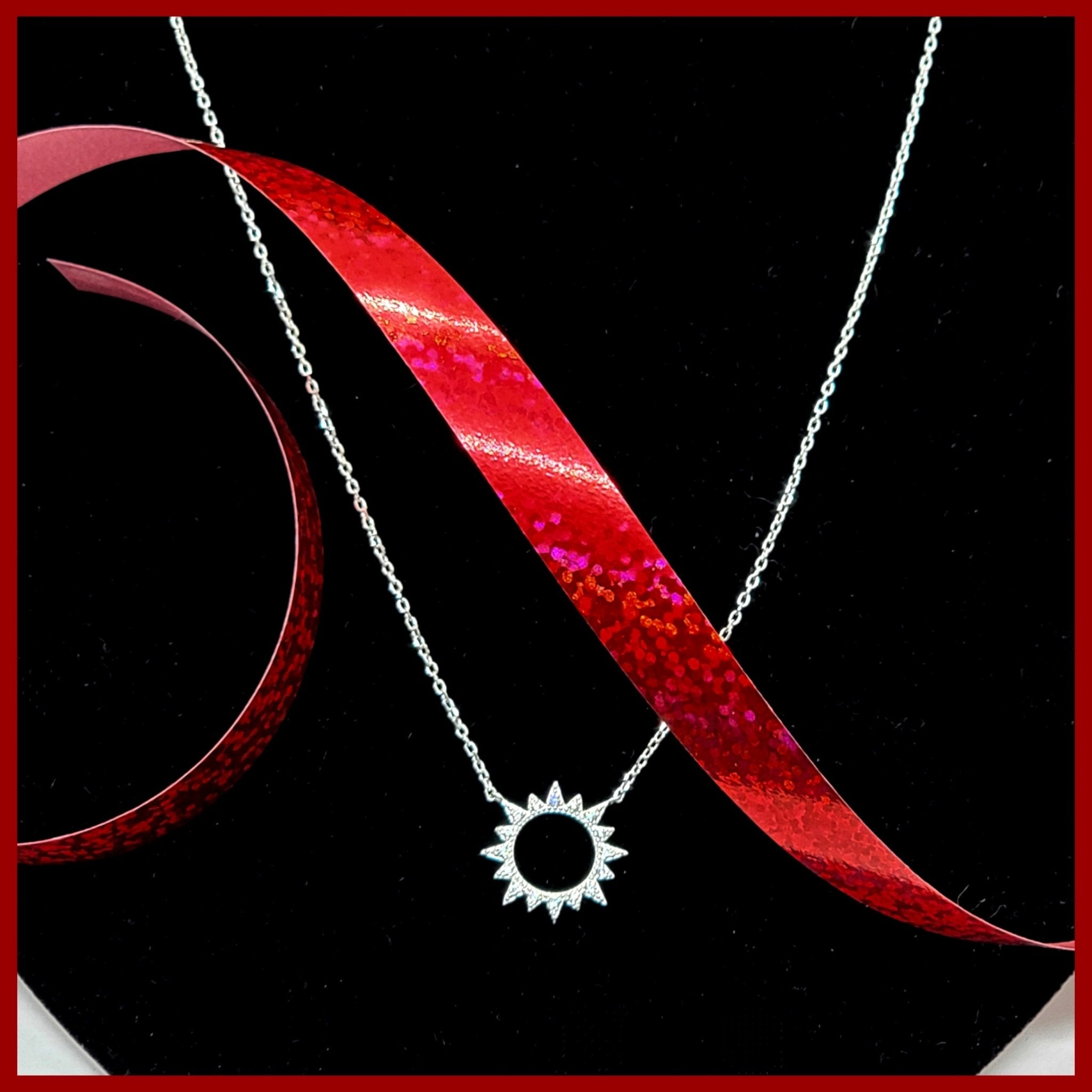 Sterling Pavé Sunburst Necklace