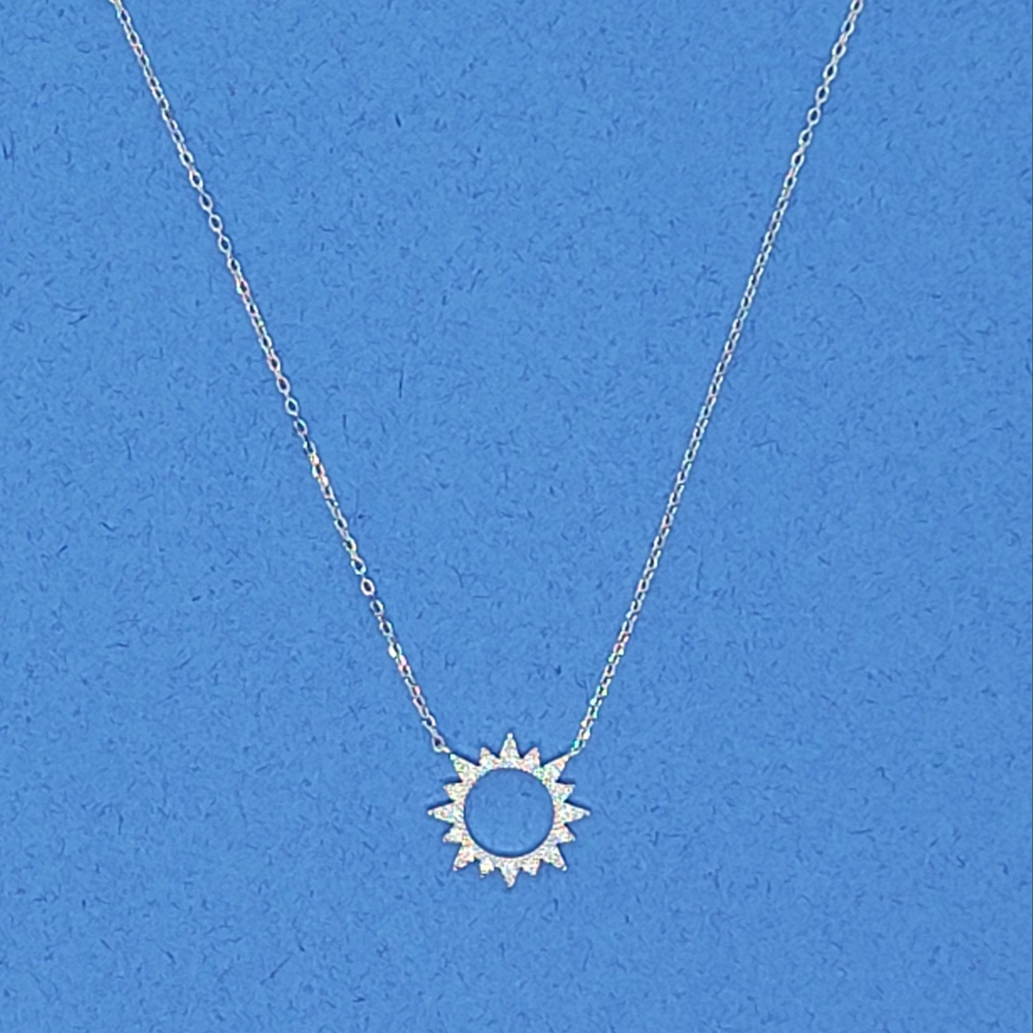 Sterling Pavé Sunburst Necklace