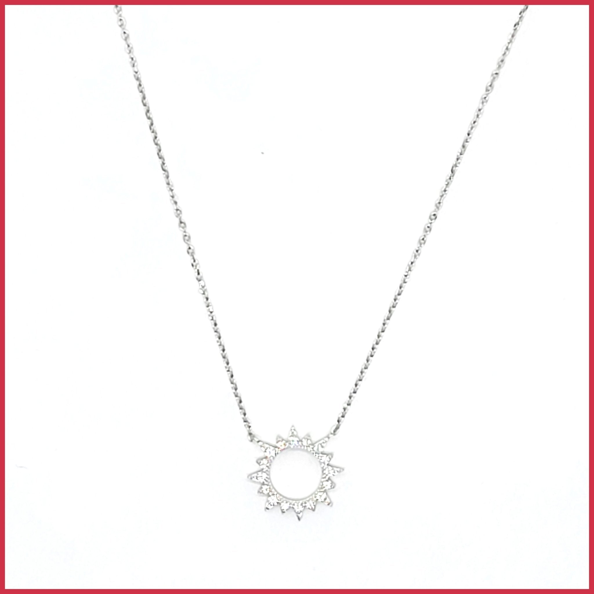Sterling Pavé Sunburst Necklace