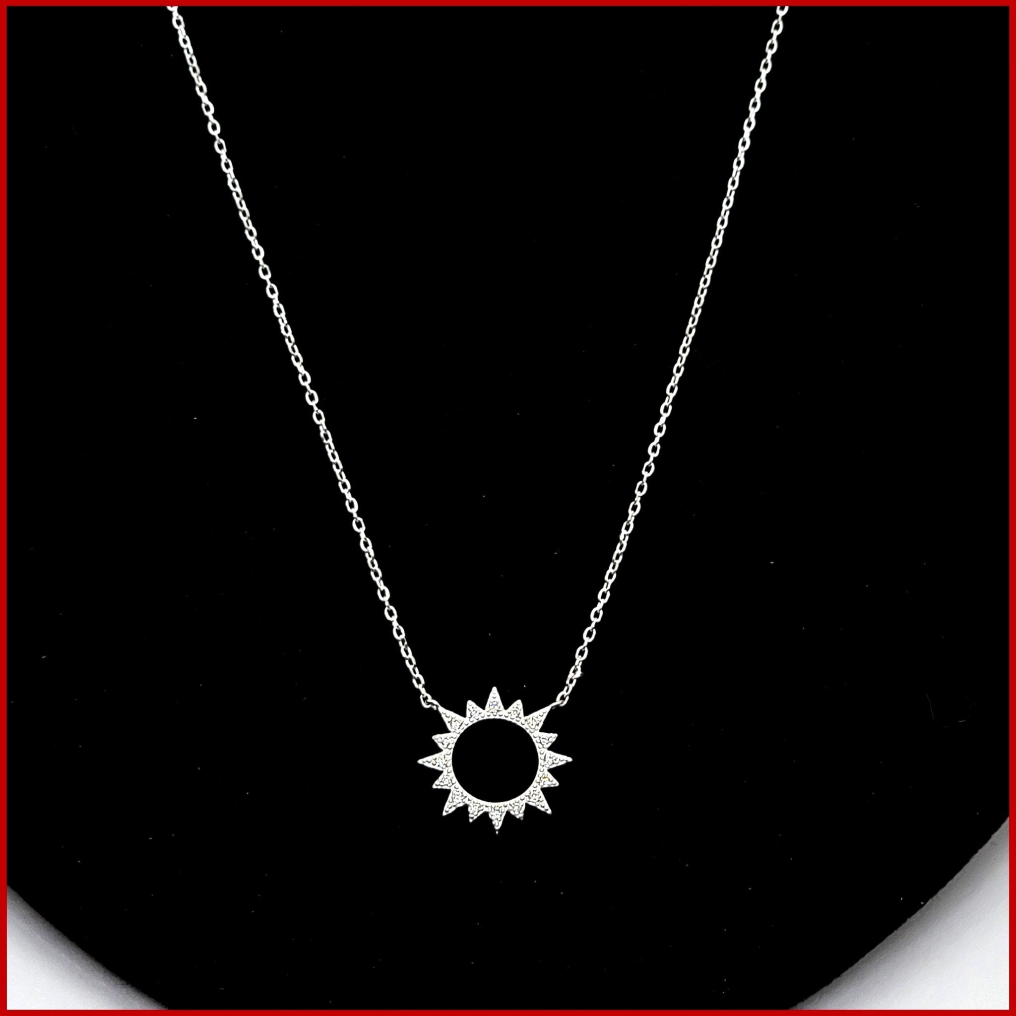 Sterling Pavé Sunburst Necklace