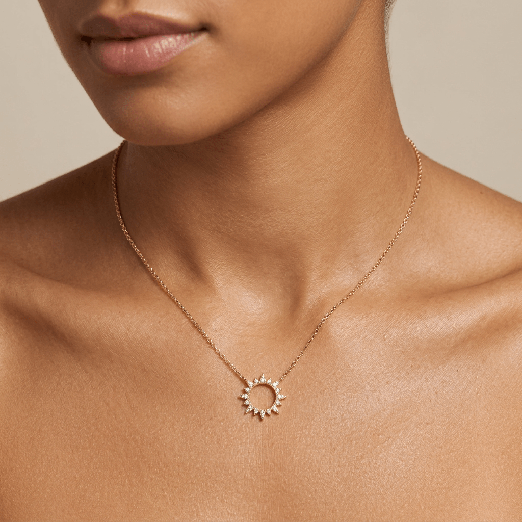 Sterling Pavé Sunburst Necklace
