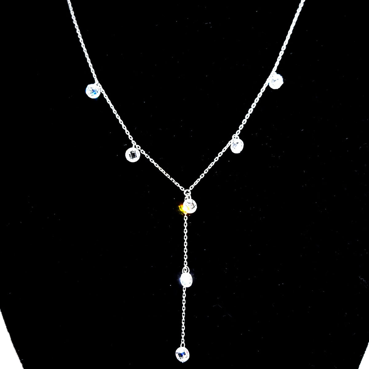 Sterling Zirconia Droplet "Y" Necklace