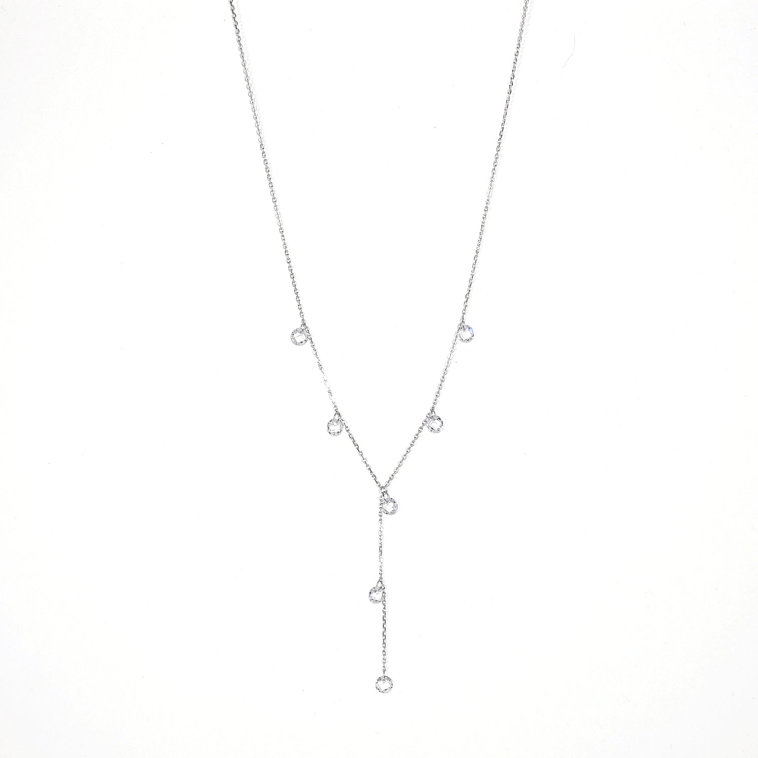 Sterling Zirconia Droplet "Y" Necklace