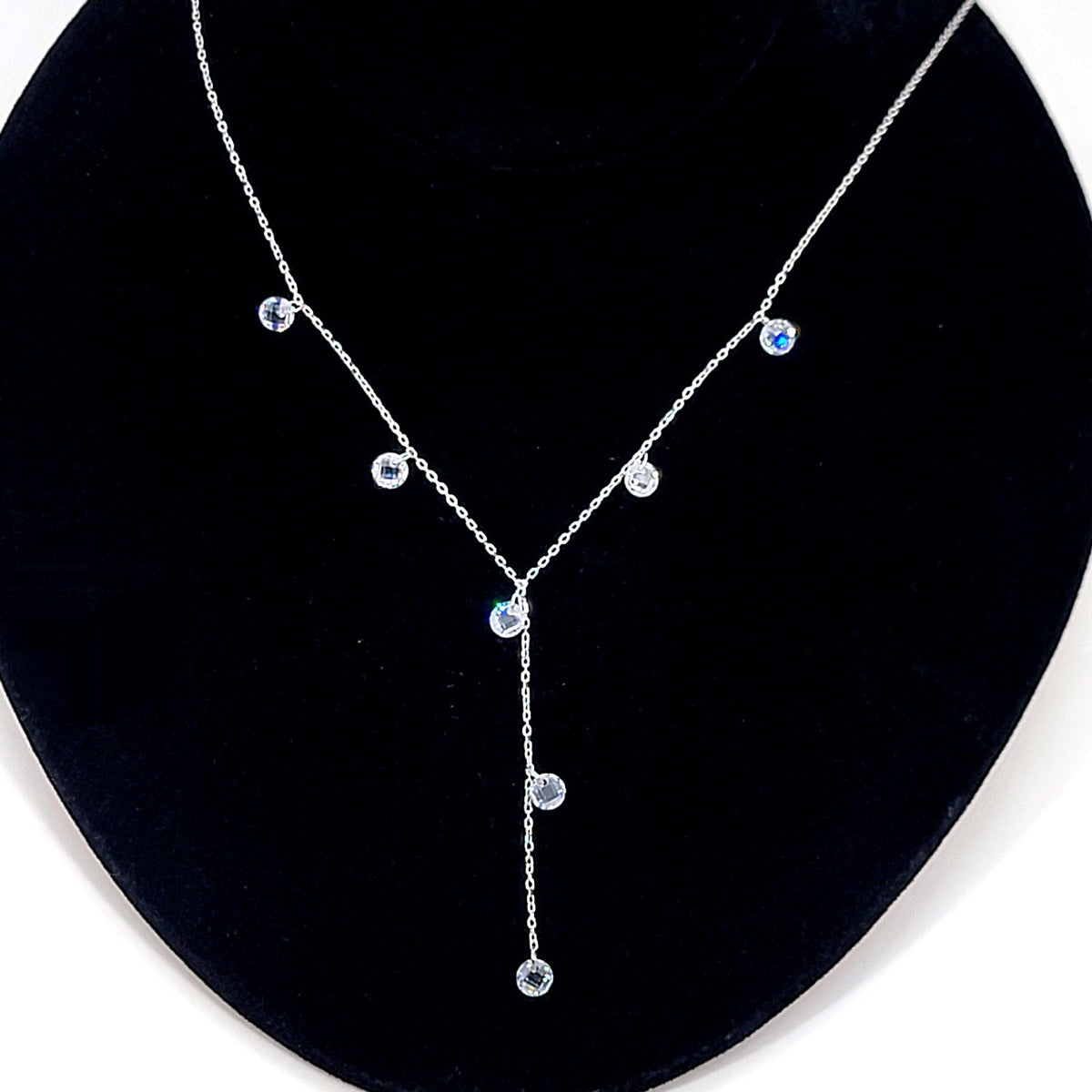 Sterling Zirconia Droplet "Y" Necklace
