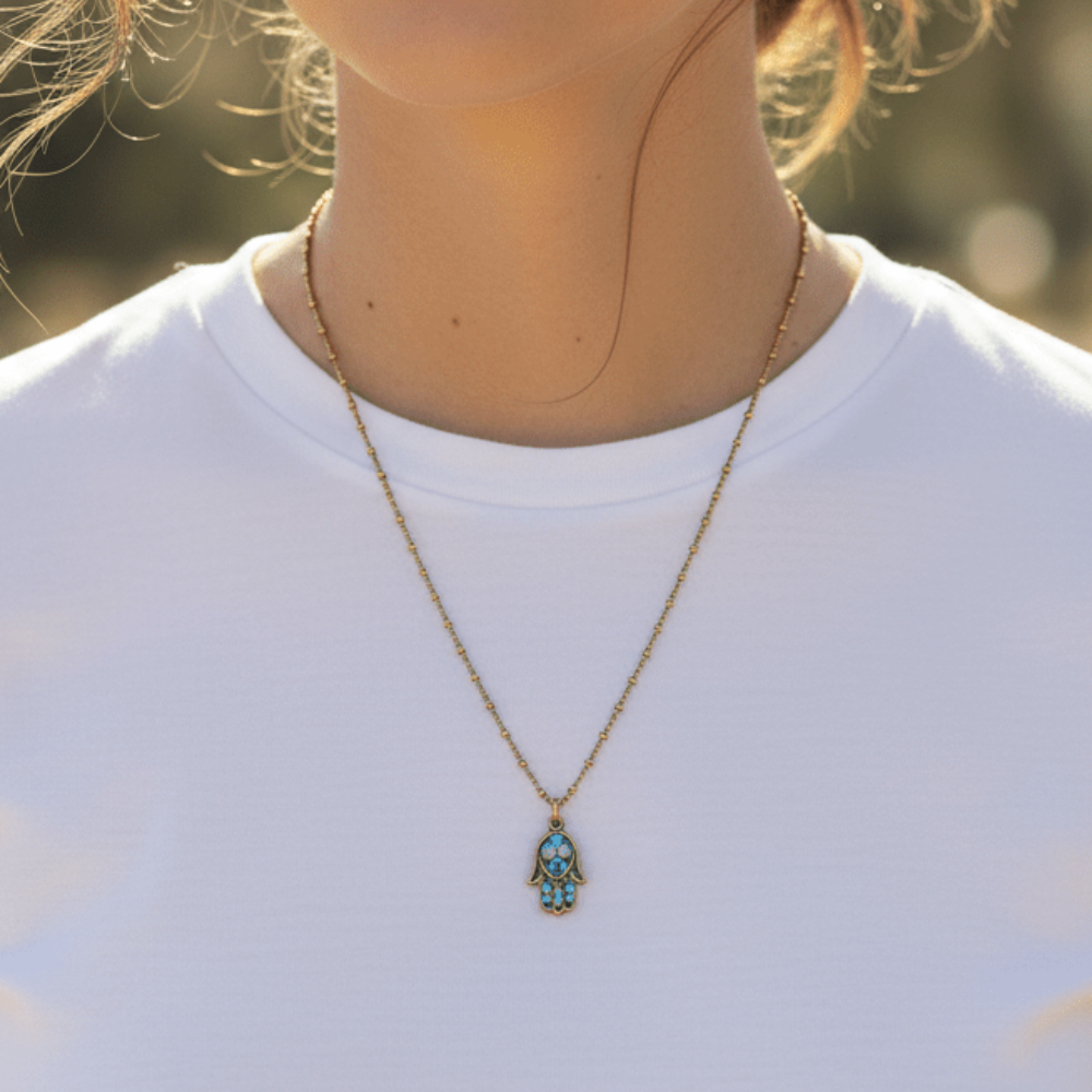 Crystal Hamsa Necklace