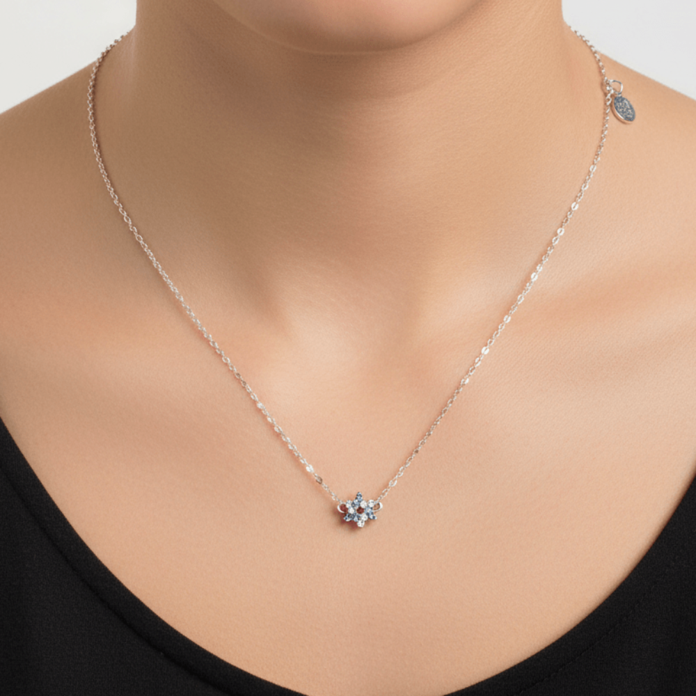 Blue and White Star of David Necklace