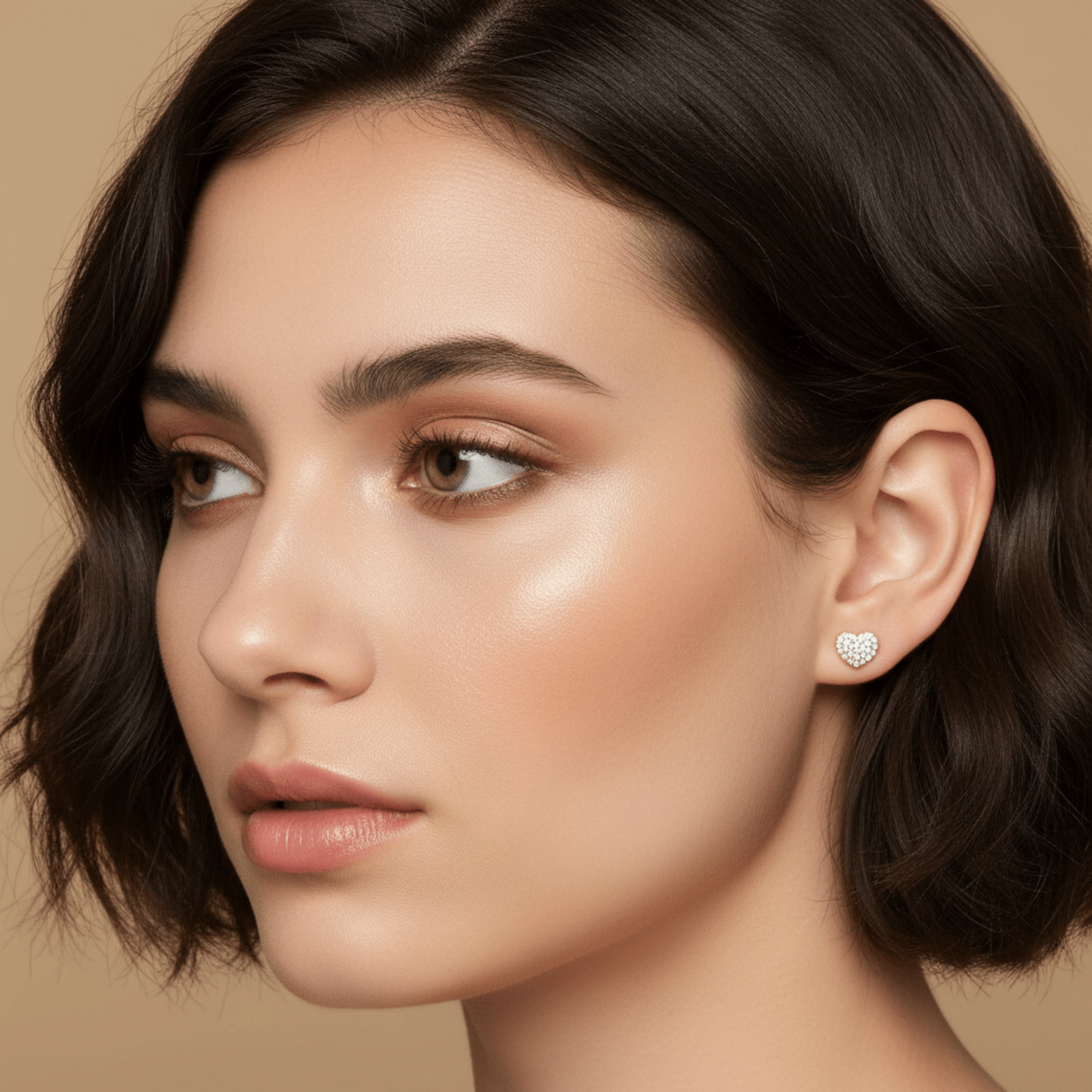 Pavé Heart Stud Earrings