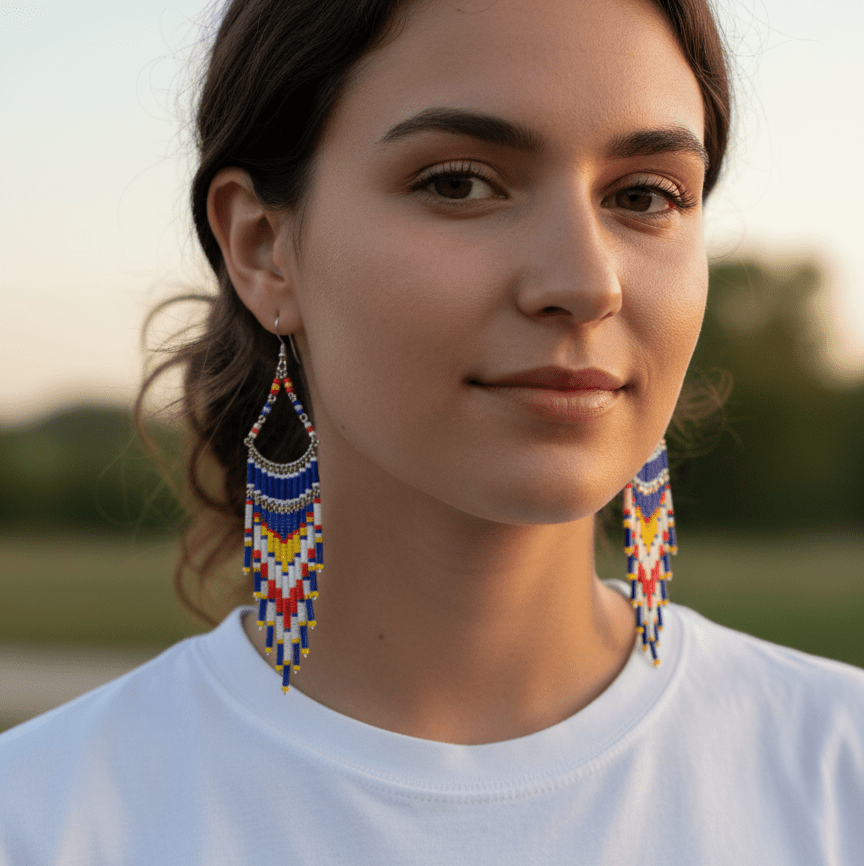 Colorful Beaded Chandelier Earrings