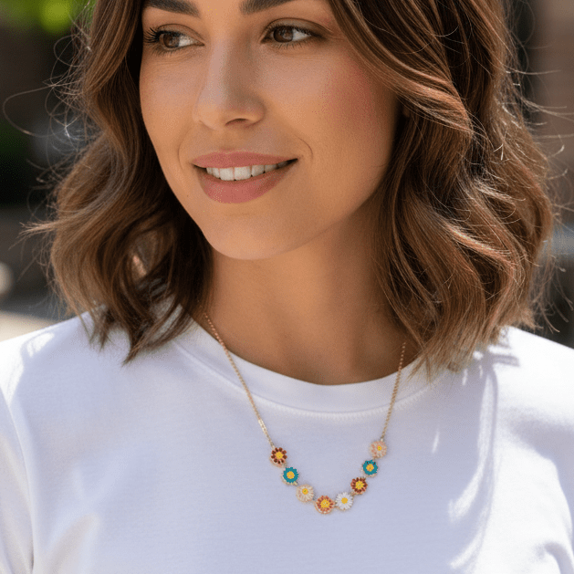 Enamel Flower Necklace