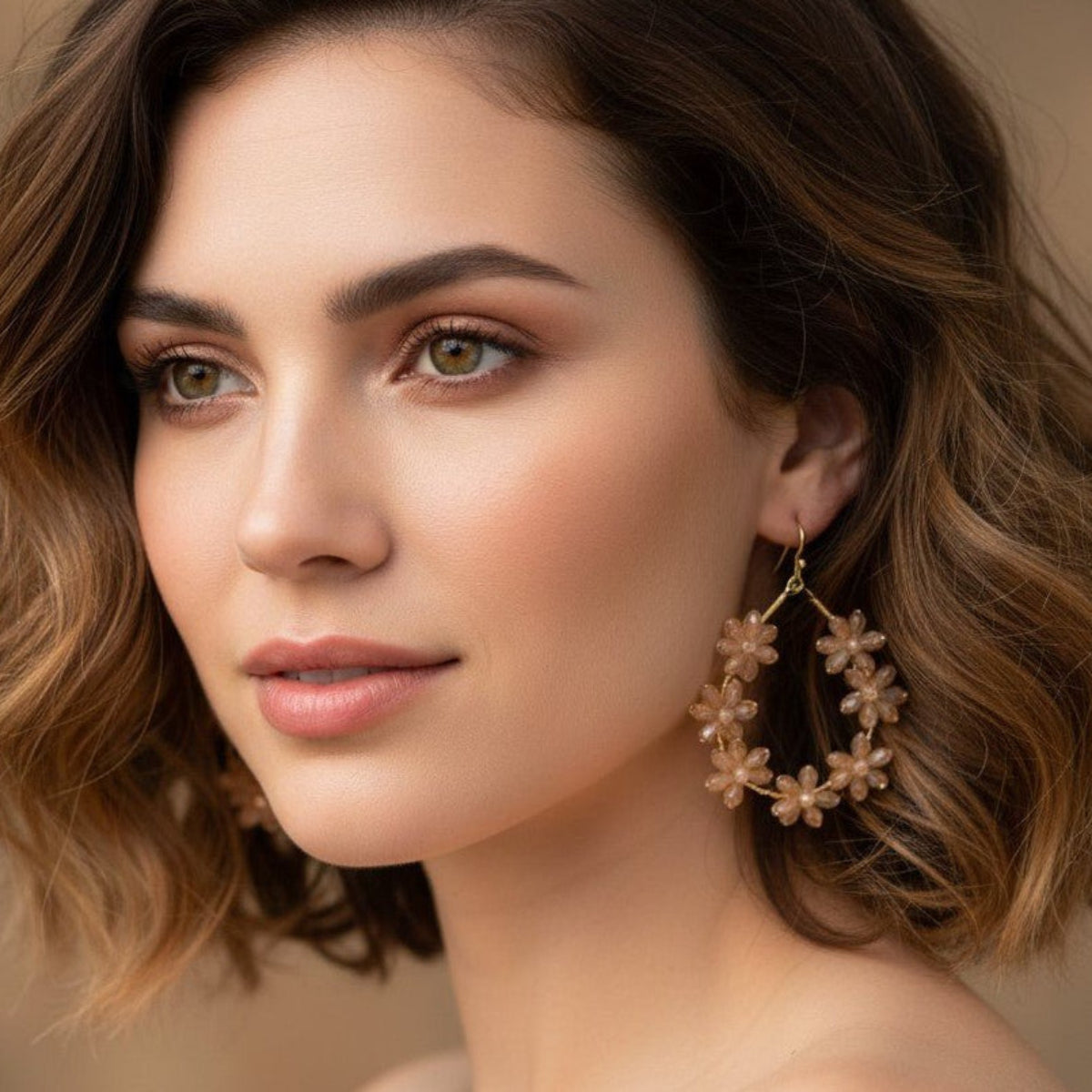 Crystal Flower Teardrop Earrings