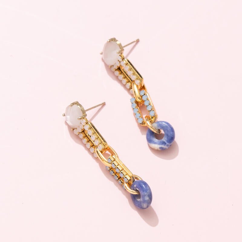 Moonstone Crystal & Sodalite Link Drop Earrings