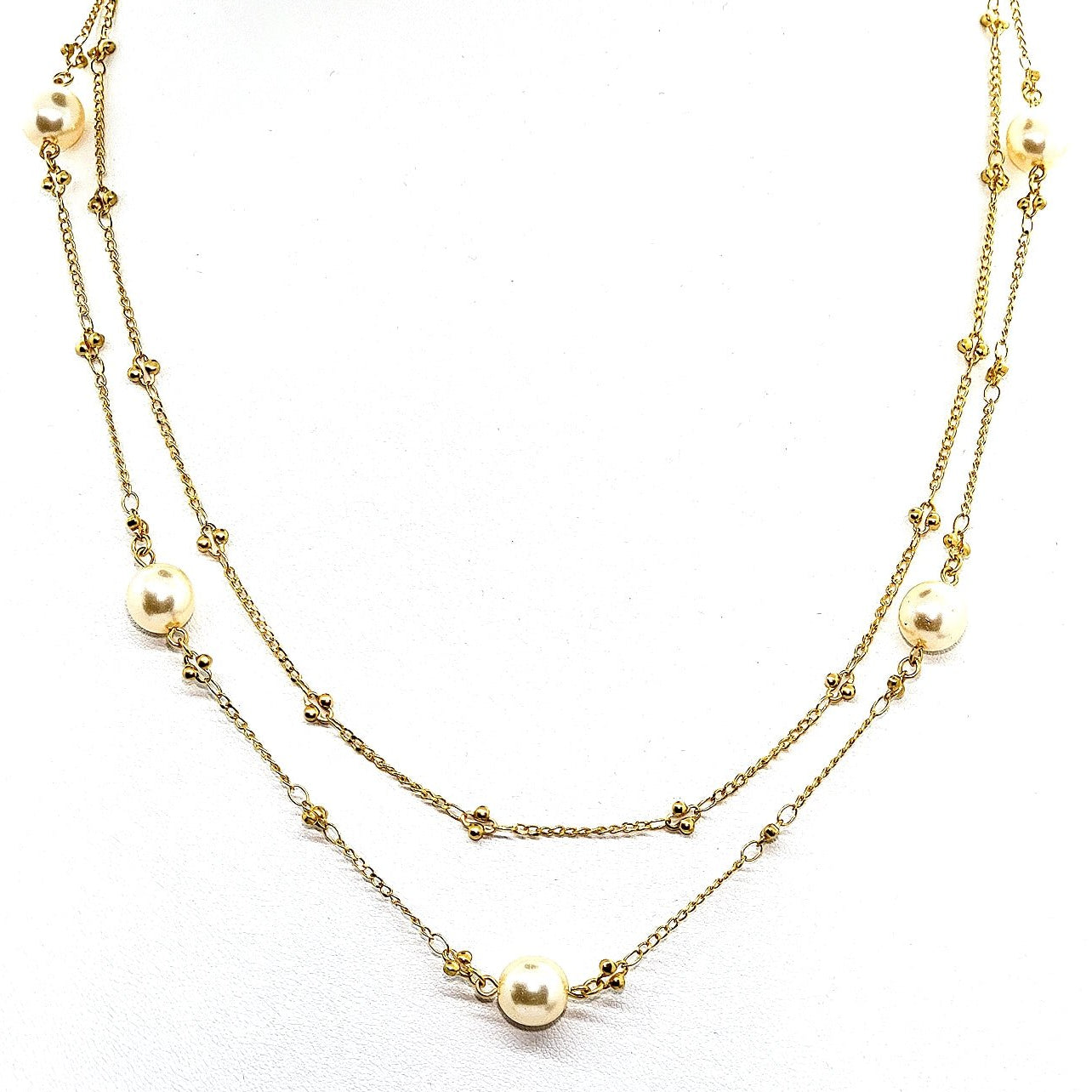 Double Chain Pearl Necklace