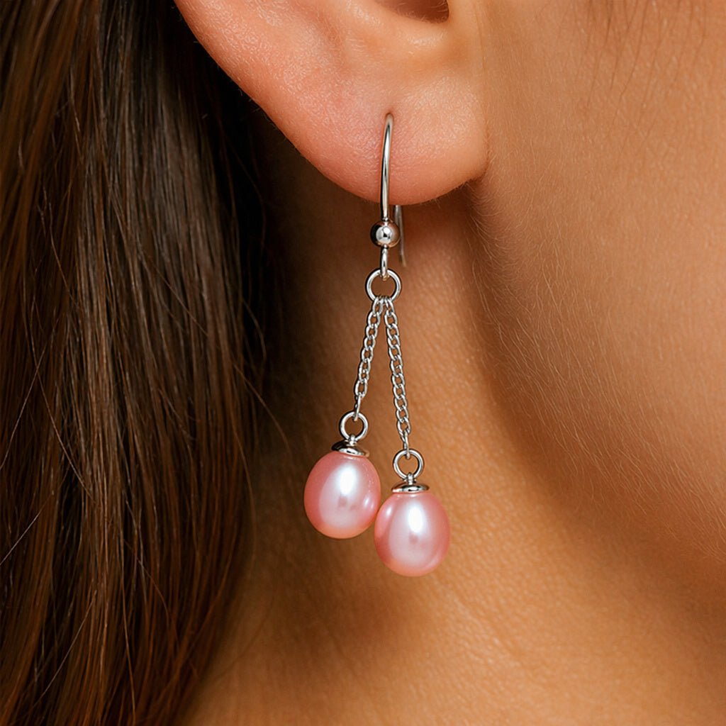 Double Pearl Dangle Earrings
