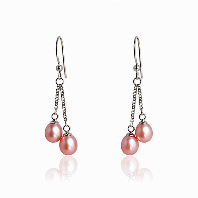 Double Pearl Dangle Earrings