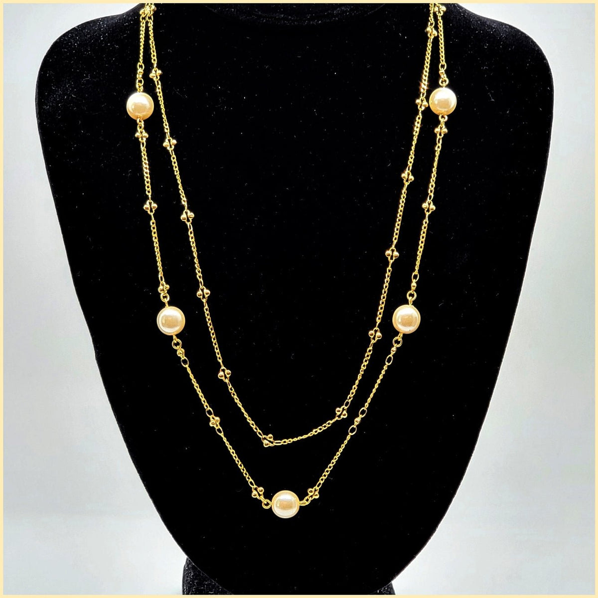 Double Chain Pearl Necklace