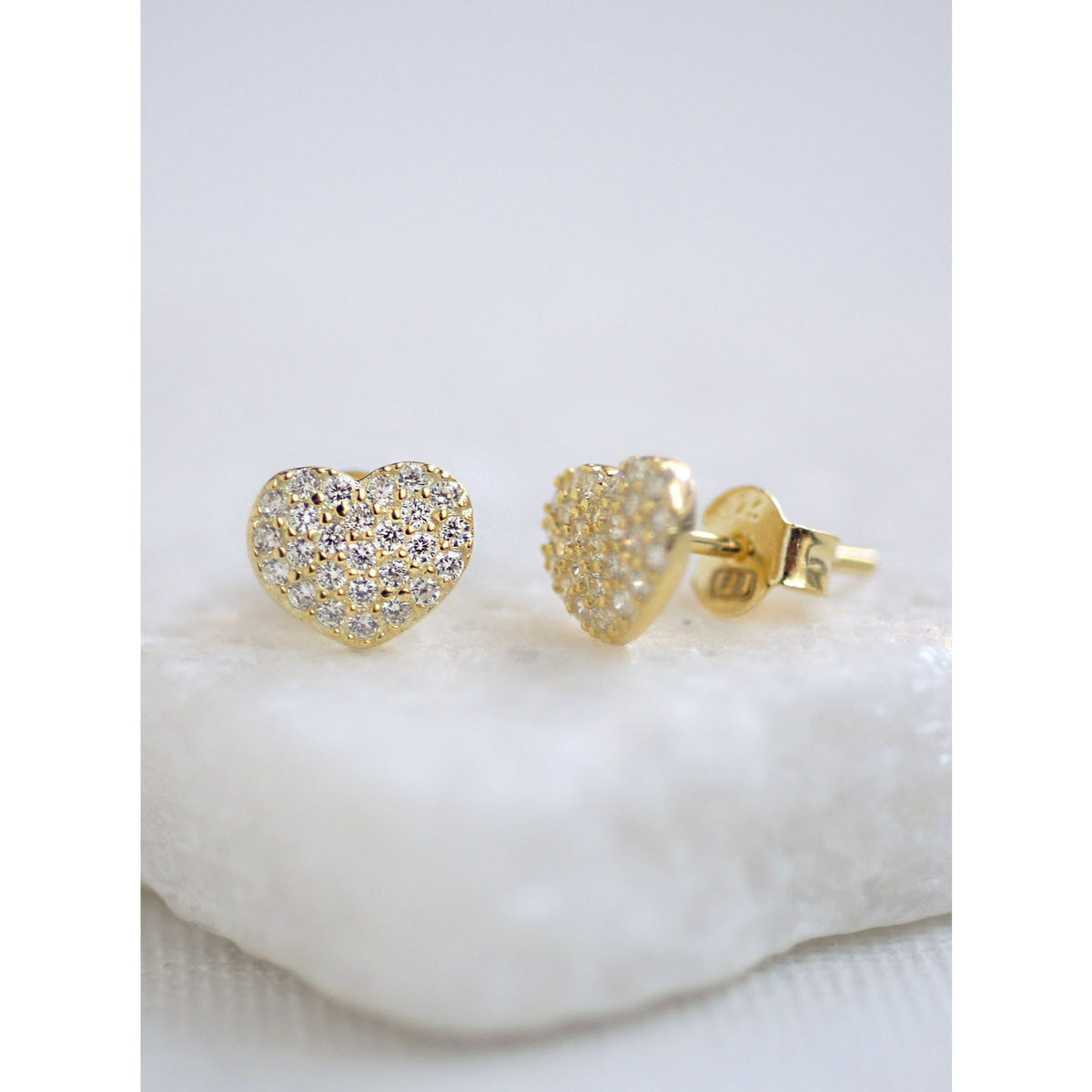 Pavé Heart Stud Earrings