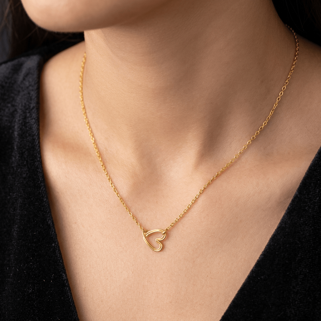 Gold Vermeil Floating Heart Necklace