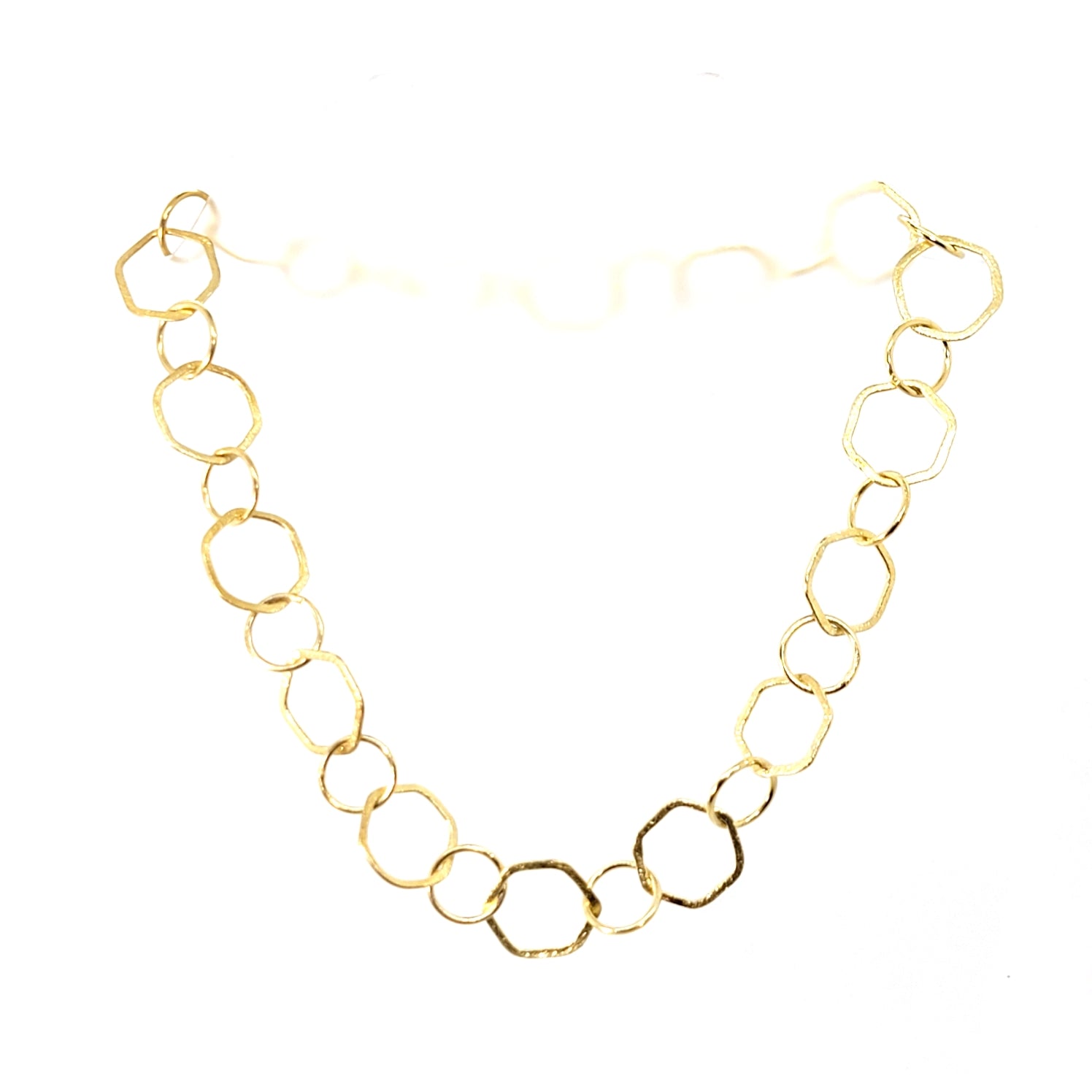 Brushed Gold Vermeil Hexagon Links Necklace