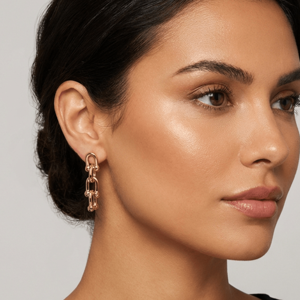 Gold Vermeil Link Drop Earrings