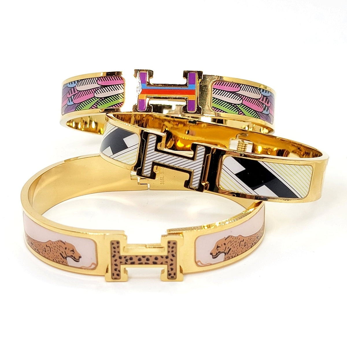 "H" Hinged Cuff Bracelet